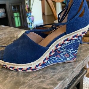 Cabi Isla Blue Wedge Sandals